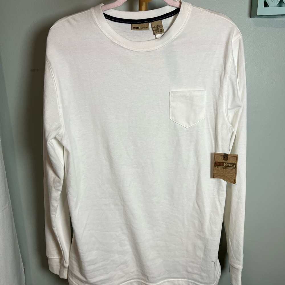 Ruff Hewn Off White Long Sleeve Tee with Textured Fabric